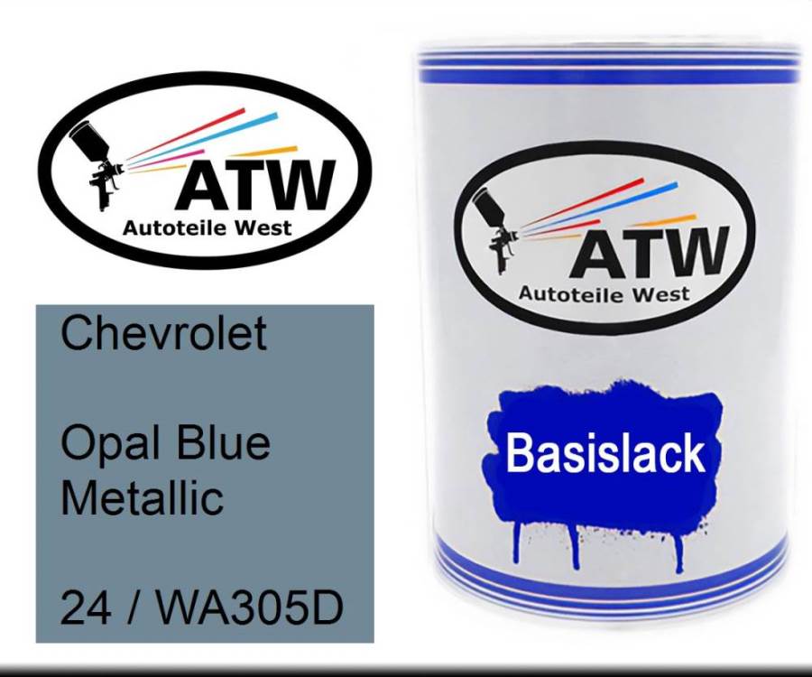 Chevrolet, Opal Blue Metallic, 24 / WA305D: 500ml Lackdose, von ATW Autoteile West.